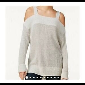 Sanctuary Cold Shouler Gray Knit Sweater M